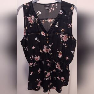 Justify Black Floral Sleeveless Top
